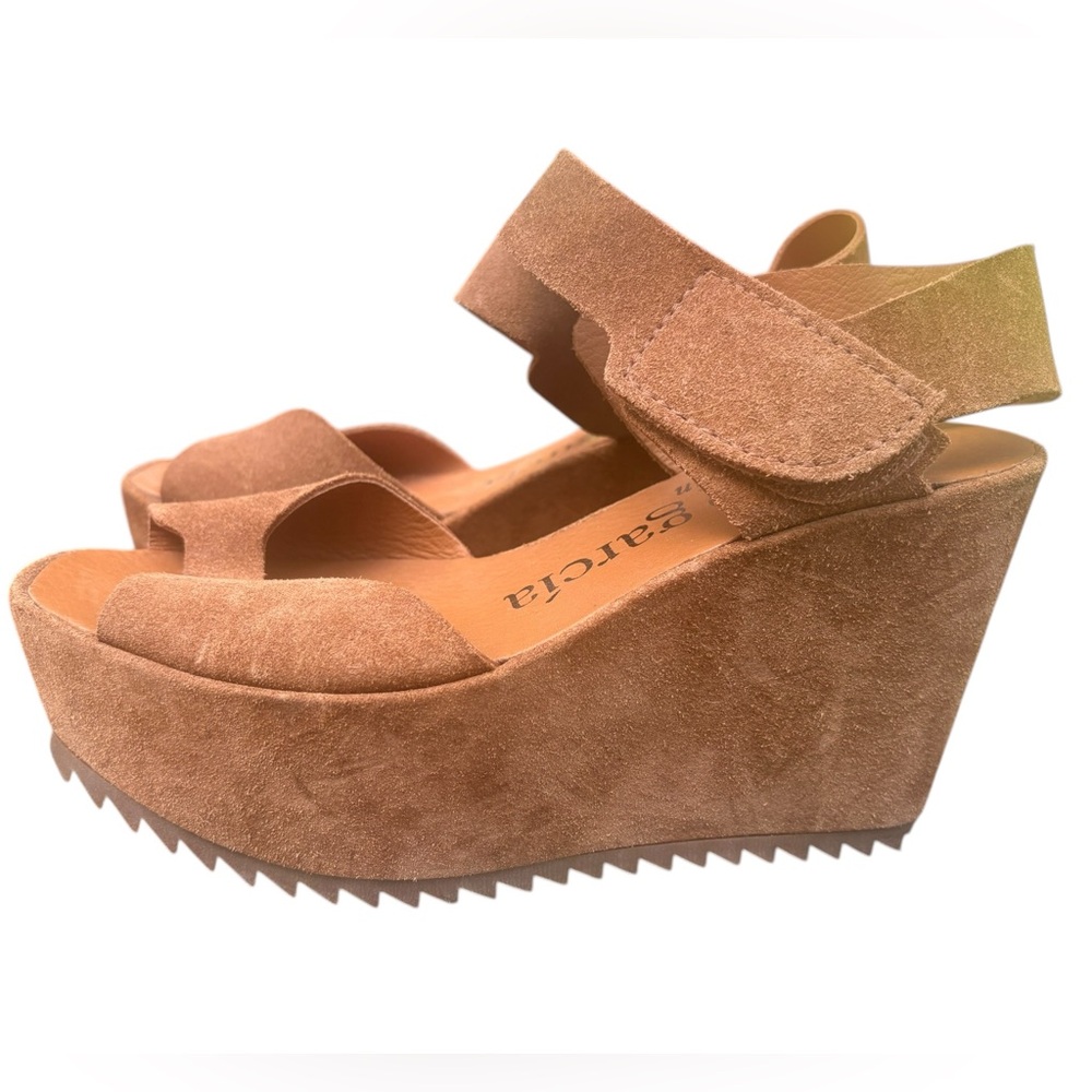 Pedro Garcia Faux Suede Platform Sandal Tan /Brown - SIZE 37 US 7 NWOT